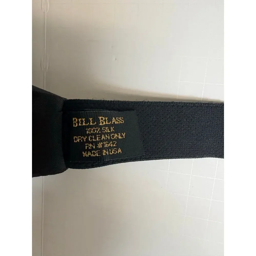 Vintage Bill Blass 100% Silk Cummerbund Bow Tie Black Made in USA Original Box